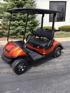 Custom Orange and Black Golf Car-Harris Golf Cars-Iowa, Illinois, Wisconsin, Nebraska