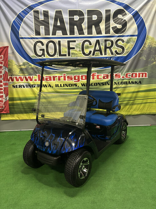 2011 Blue and Black Flame Golf Car